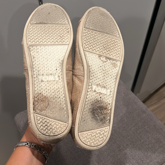 TOMS Women's Sparkling Beige Flats Toms Alpargata Gold Metallic shoes size W 7.5 - Picture 4 of 4